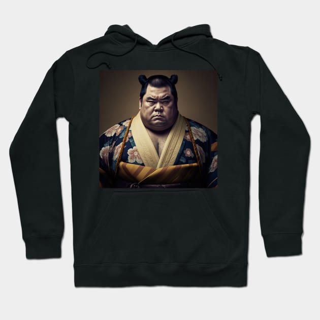 Sumo Wrestler Kimono Drawing Illustration Hoodie by unrealartwork